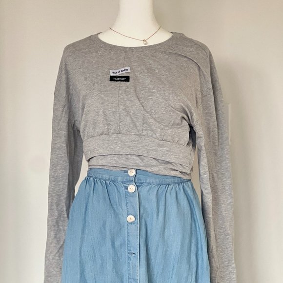 LEDiN Plain Ruched Double-Layer T-Shirt - Picture 5 of 11